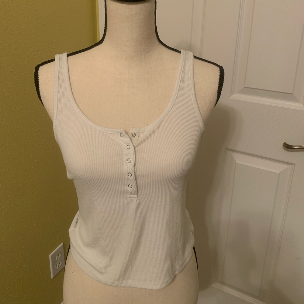 White Button Crop Top (M)